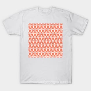 Peach diamond shaped motif pattern T-Shirt